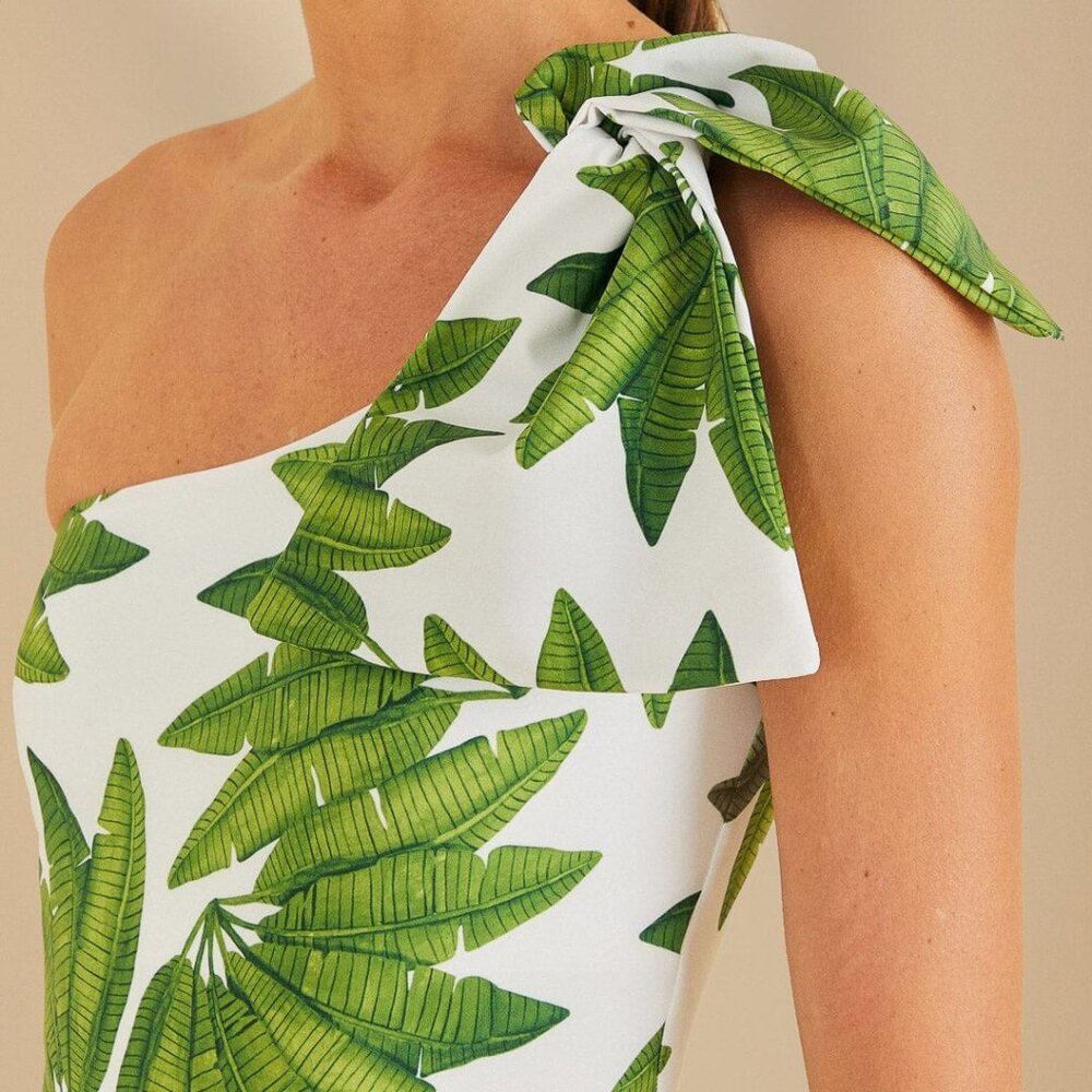 NWT FARM RIO Palm Fan One Shoulder One Piece - Picture 2 of 8